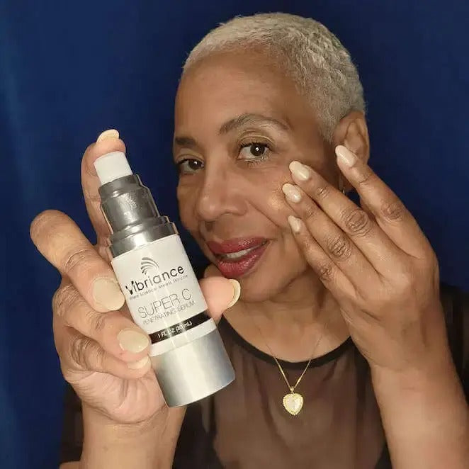 Customer holding a skincare product